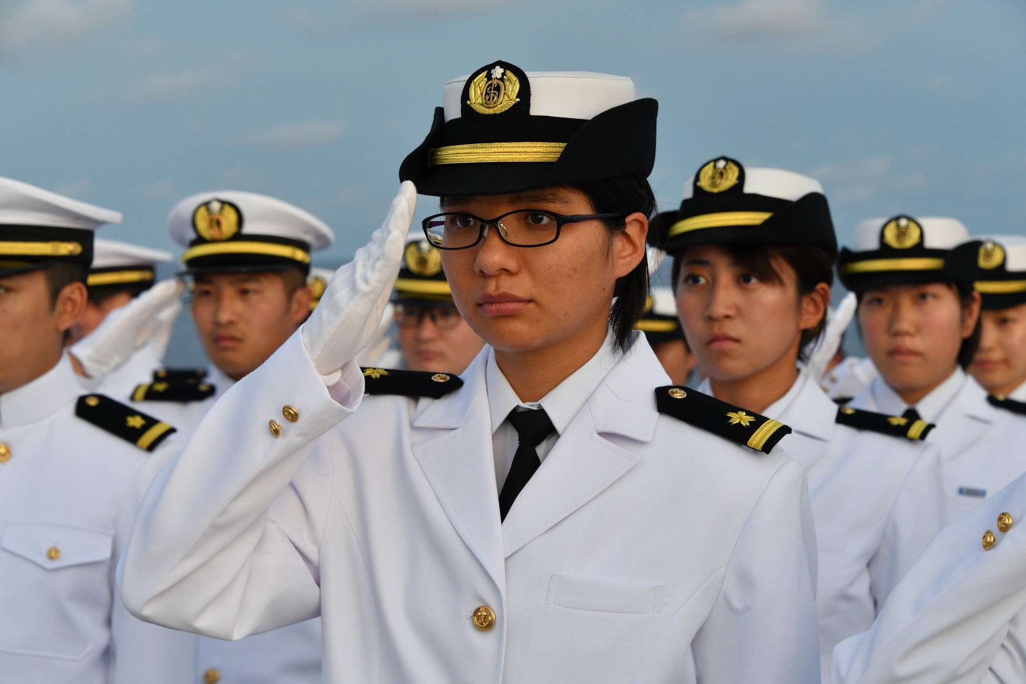 Kadetten des japanischen Schulschiffs JS Kashima.