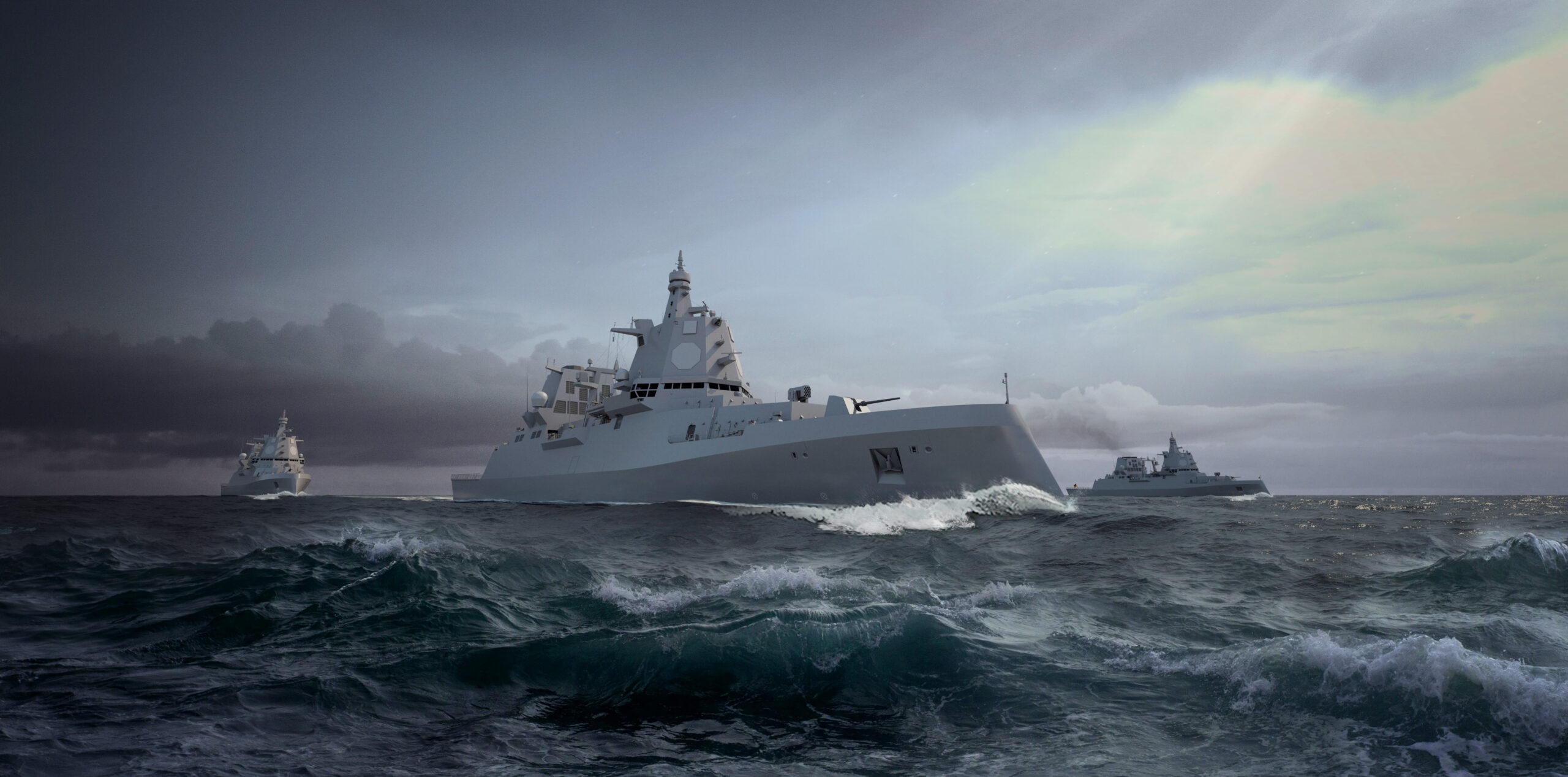Drei MEKO-A400 von tkMS, die gemeinsam mit der NVL Group gebaut werden sollen.