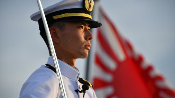 Japanische Marineoffizier der Seestreitkräfte Japans..