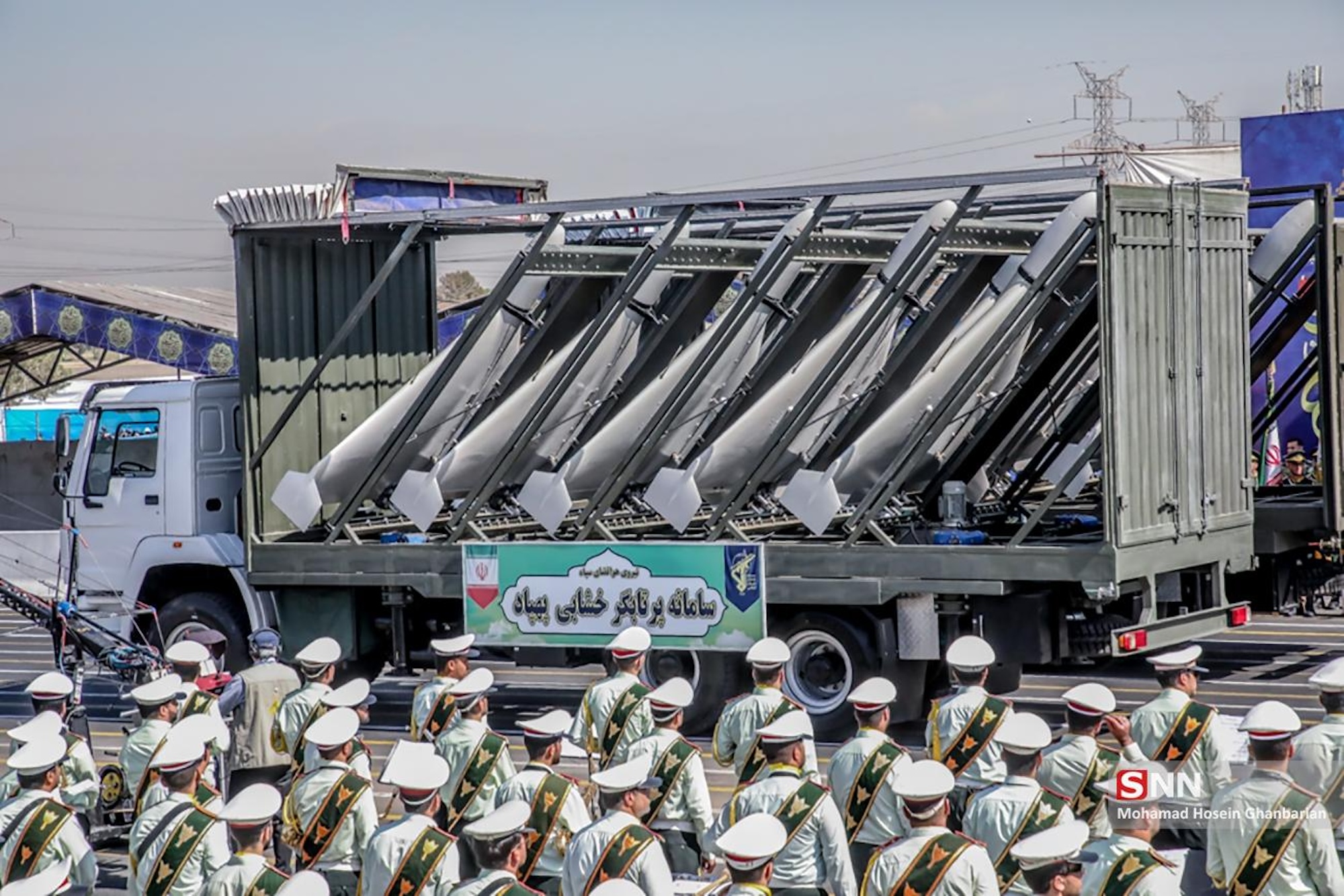 Shahed 136 Drohnen bei der iranischen Militärparade im Jahr 2023.