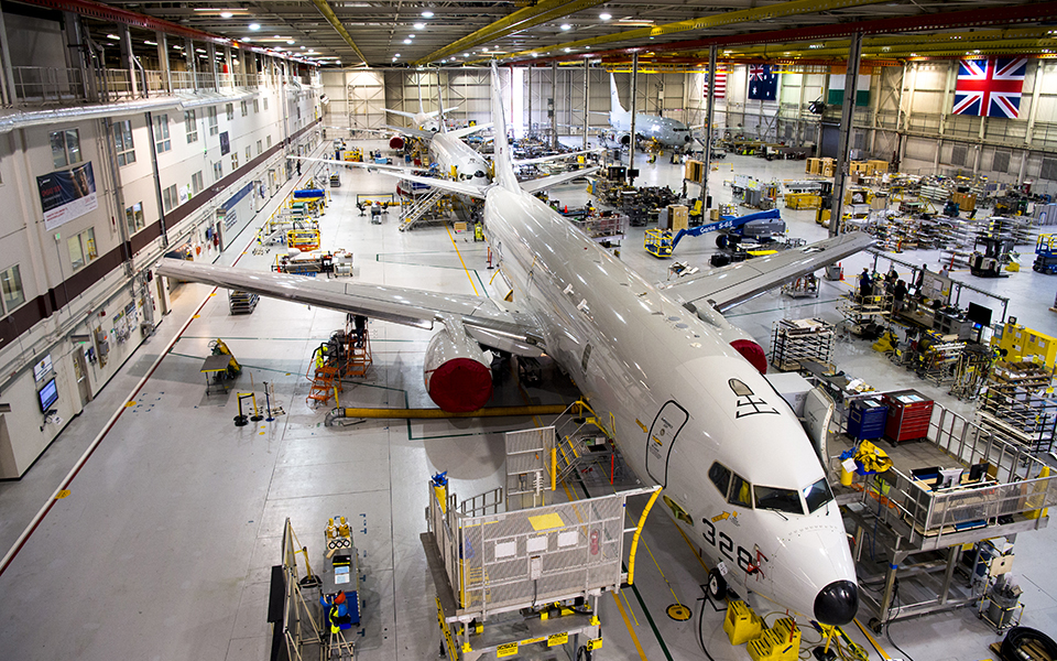 Eine P-8 Poseidon am Produktionsstandort in Seattle.
